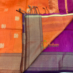 Majenta with Yellowish Orange Maheshwari Silk Cotton Saree -VS1608