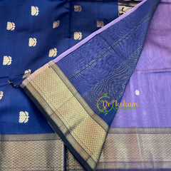 Lavender with Blue Maheshwari Silk Cotton Saree -VS1601