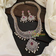 Bridal American Diamond Haram-Red-G6925