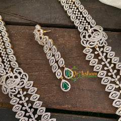 Bridal Layered American Diamond Haram-Green-G6963