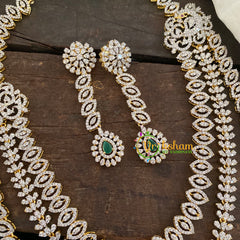 Bridal Layered American Diamond Haram-Green-G6961