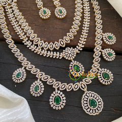 Bridal Layered American Diamond Haram-Green-G6961