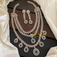 Bridal Layered American Diamond Haram-Green-G6961