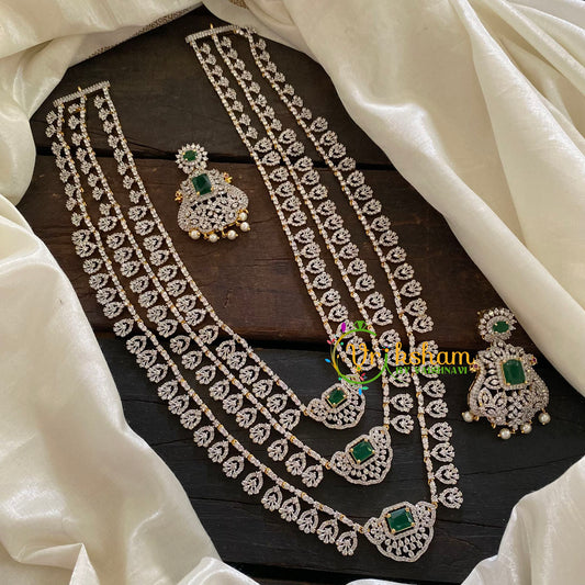 Bridal Layered American Diamond Haram-Green-G6958