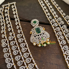 Bridal Layered American Diamond Haram-Green-G6958