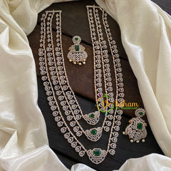 Bridal Layered American Diamond Haram-Green-G6958