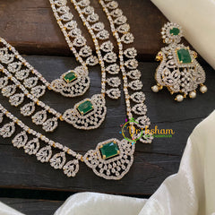 Bridal Layered American Diamond Haram-Green-G6958