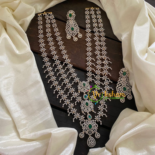 Bridal Layered American Diamond Haram-Green-G6960