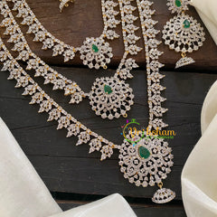 Bridal Layered American Diamond Haram-Green-G6959