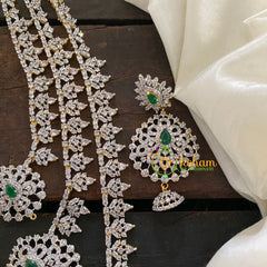 Bridal Layered American Diamond Haram-Green-G6959