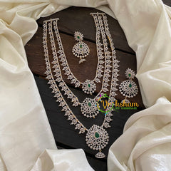 Bridal Layered American Diamond Haram-Green-G6959