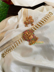 Lakshmi Pearl High Neck Choker-Red Green-G4972