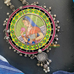 Meenakari Pendant Afghani Silver Neckpiece -8-S255