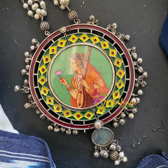 Silver Afghani Neckpiece with Pendant-11-S258