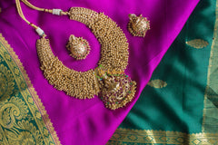 Gold Look alike Lakshmi Pendant Choker - Temple Choker -Ghungroos -G1954