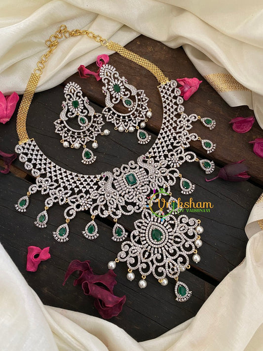 GreenStones Bridal American Diamond Short Neckpiece-G2981