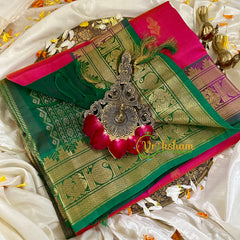 Rani Pink with Green Silk Cotton Saree -VS1728