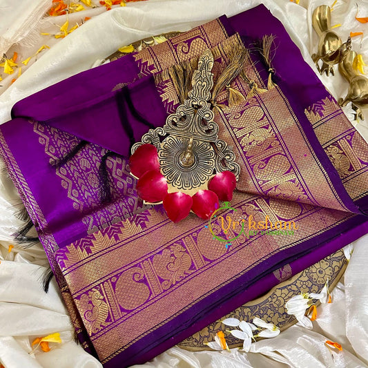 Purple Silk Cotton Saree -VS1724