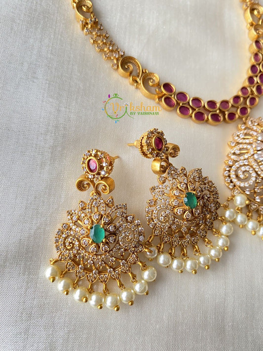 Premium AD stone Filigree Neckpiece -G2228