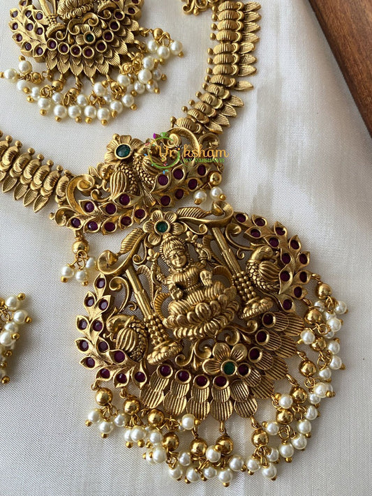 Premium Lakshmi Neckpiece with Peacock Mugappu  -G2243