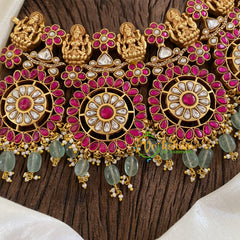 Coin Style Precious Jadau Kundan Short Neckpiece -J1378