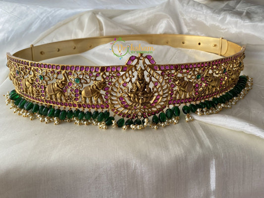 Precious Kemp And Kundan Temple Hipbelt -Lakshmi Hipbelt -G2280