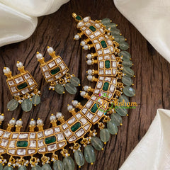 Pastel Green Jadau Kundan Choker Short Neckpiece -J1398