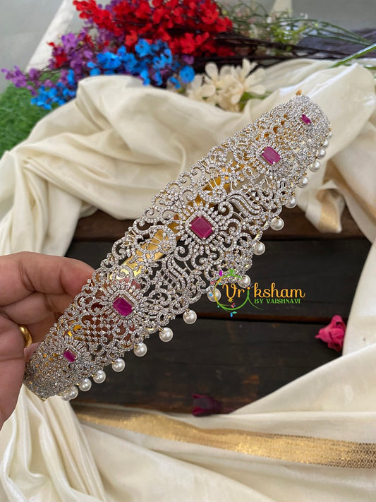 Exquisite Bridal American Diamond Hipbelt -Pink-G2967