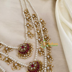 3 Layered Jadau Kundan Pearl Neckpiece -Theedlada-J1357