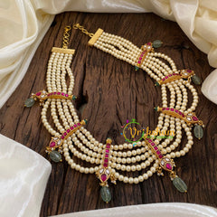 5 Layered Pearl Bead Short Neckpiece-J1401