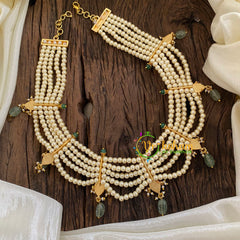 5 Layered Pearl Bead Short Neckpiece-J1401