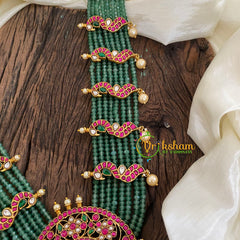 Green Bead Precious Jadau Kundan Pendant Malai-J1404