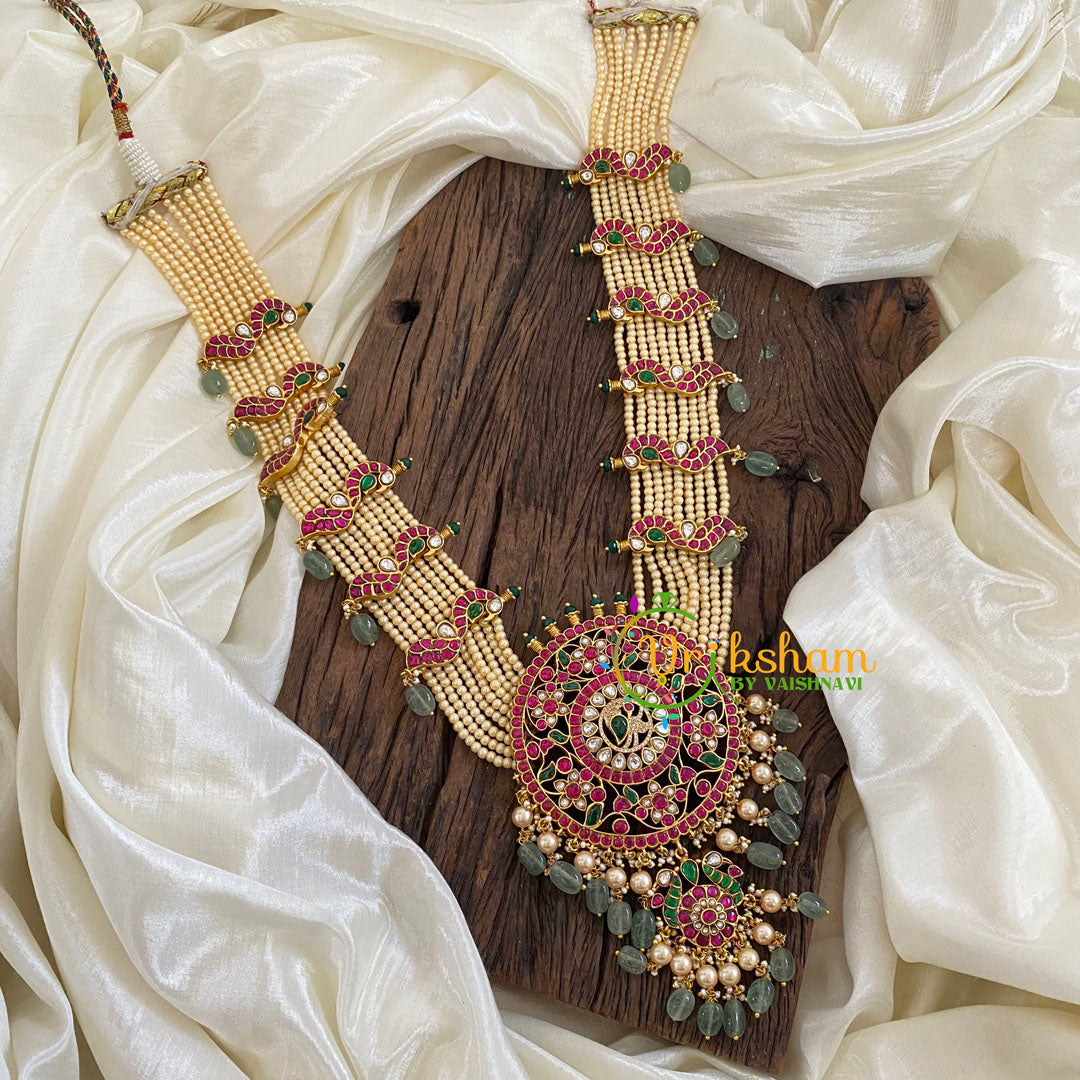 Precious Jadau Kundan Pendant Malai-Pearl Bead-J1405