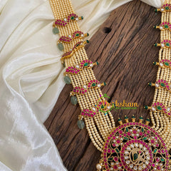 Precious Jadau Kundan Pendant Malai-Pearl Bead-J1405