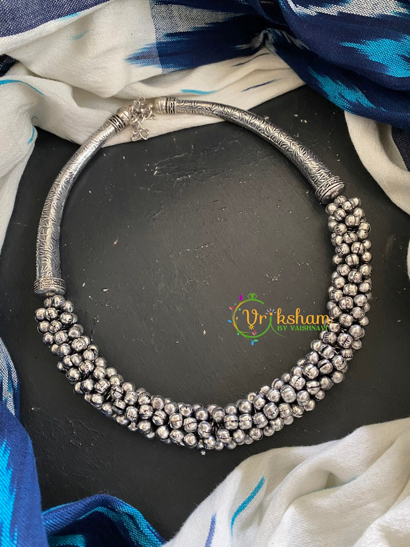 Oxidized Silver Ghungroo Hasli Choker-S295