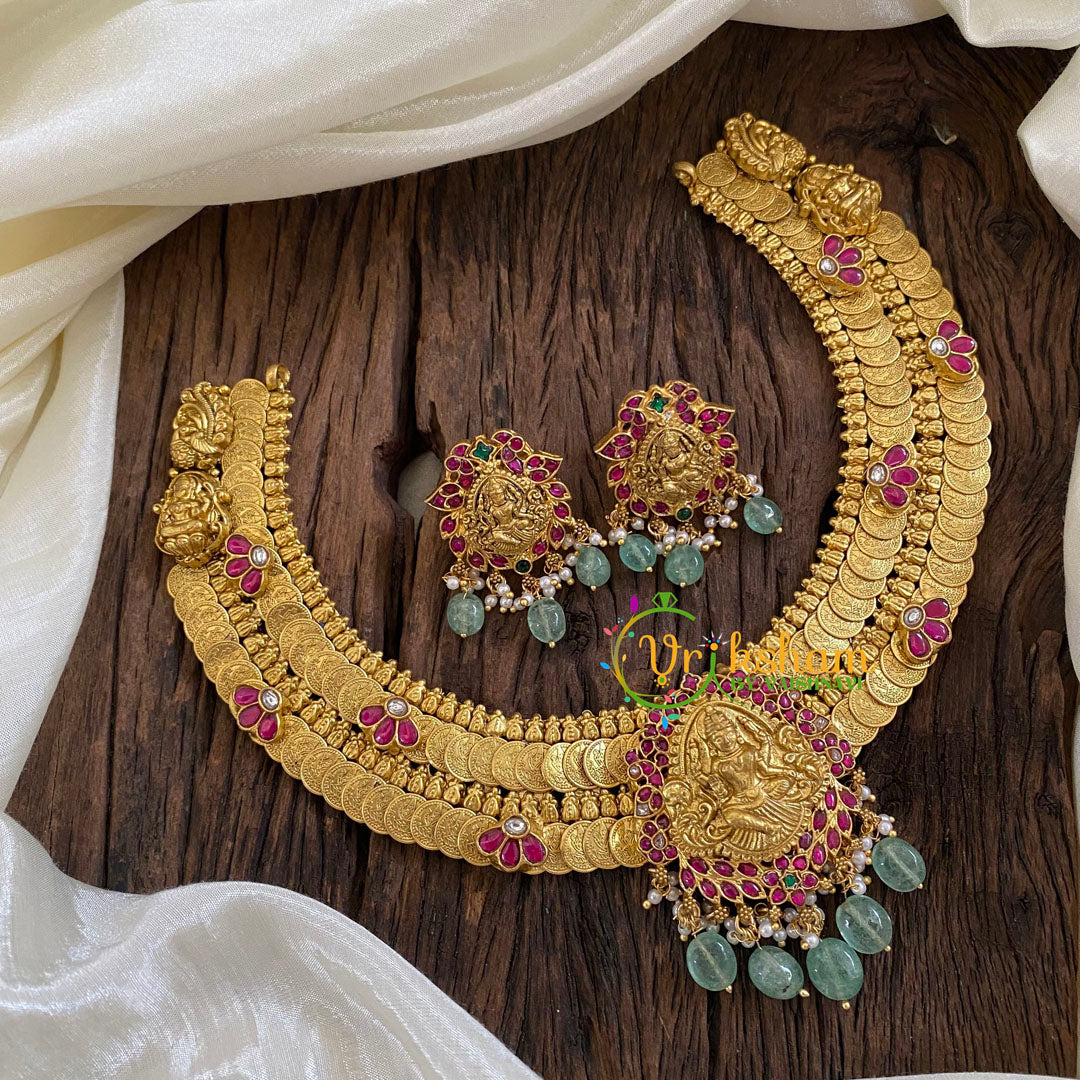 Precious Jadau Kundan Coin Temple Neckpiece -J1279