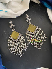 Designer Silver Look Alike Earrings-Yellow-S241