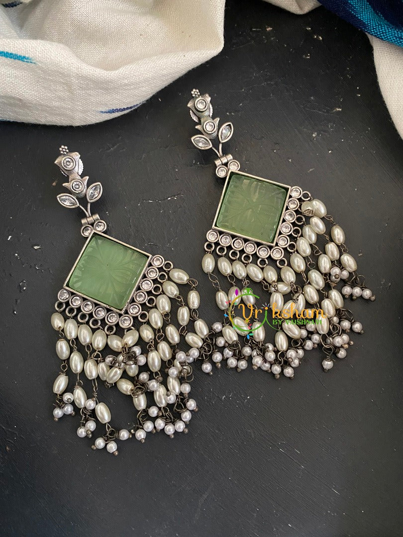 Designer Silver Look Alike Earrings -Light Green-S244