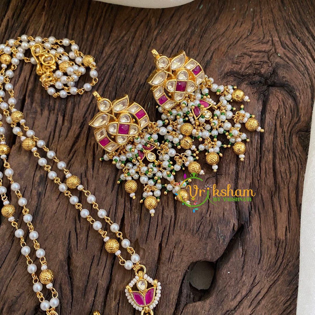 Pearl Jadau Kundan Pendant Chain -J1419