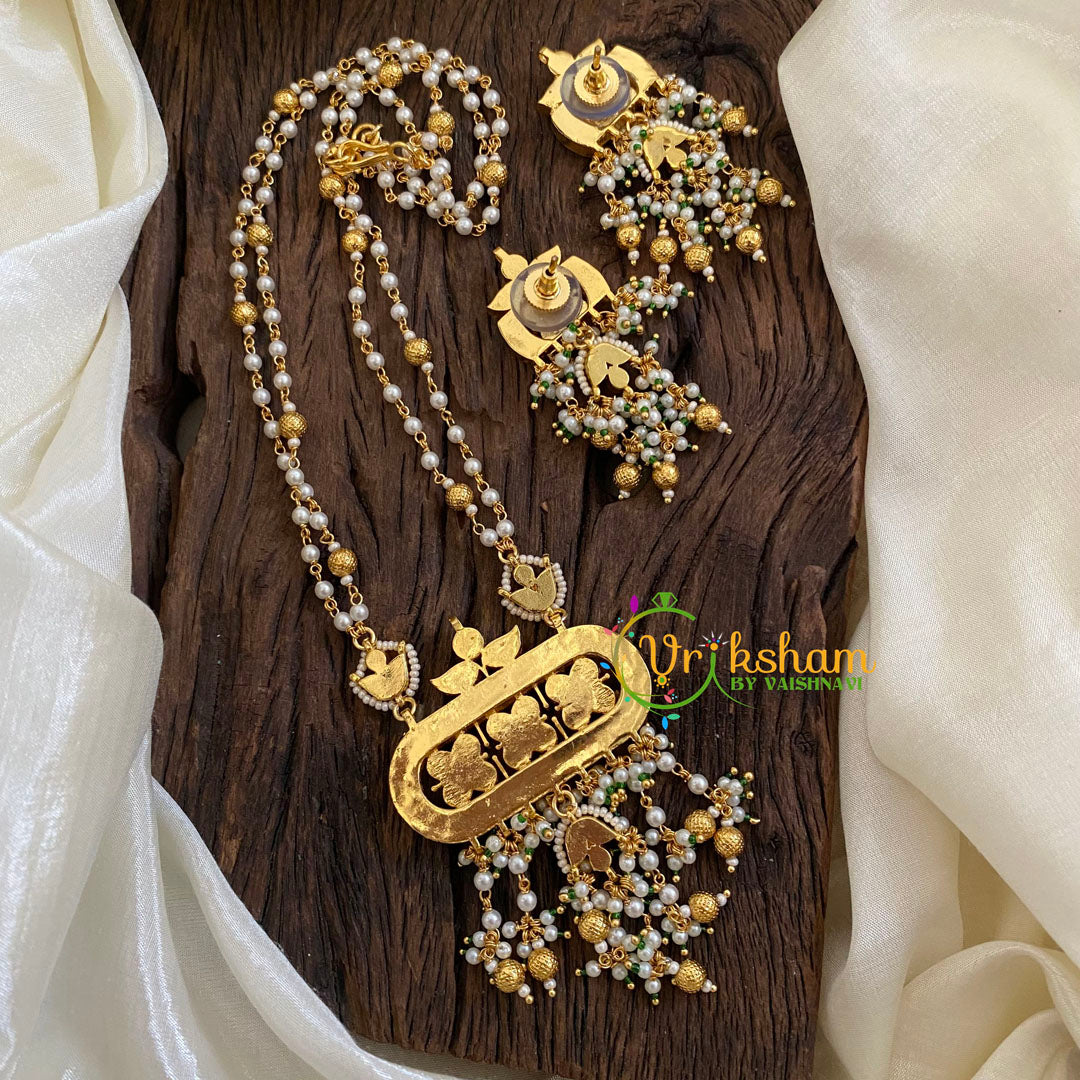 Pearl Jadau Kundan Pendant Chain -J1419