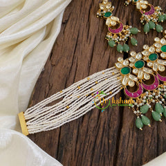 Layered Pearl Precious Jadau Kundan High Neck Choker -J1412