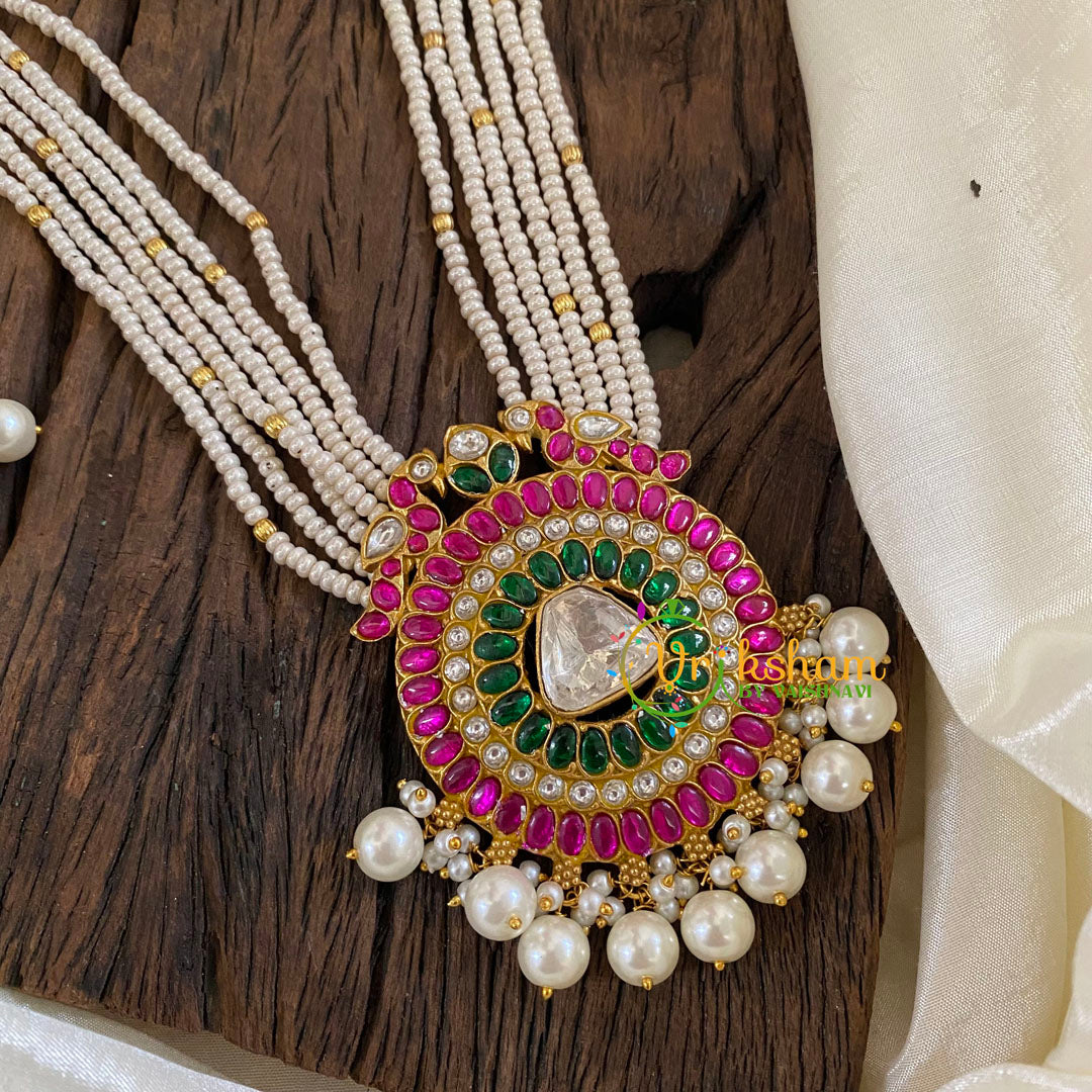 Precious Kundan Jadau Pendant Pearl Mala-J1333