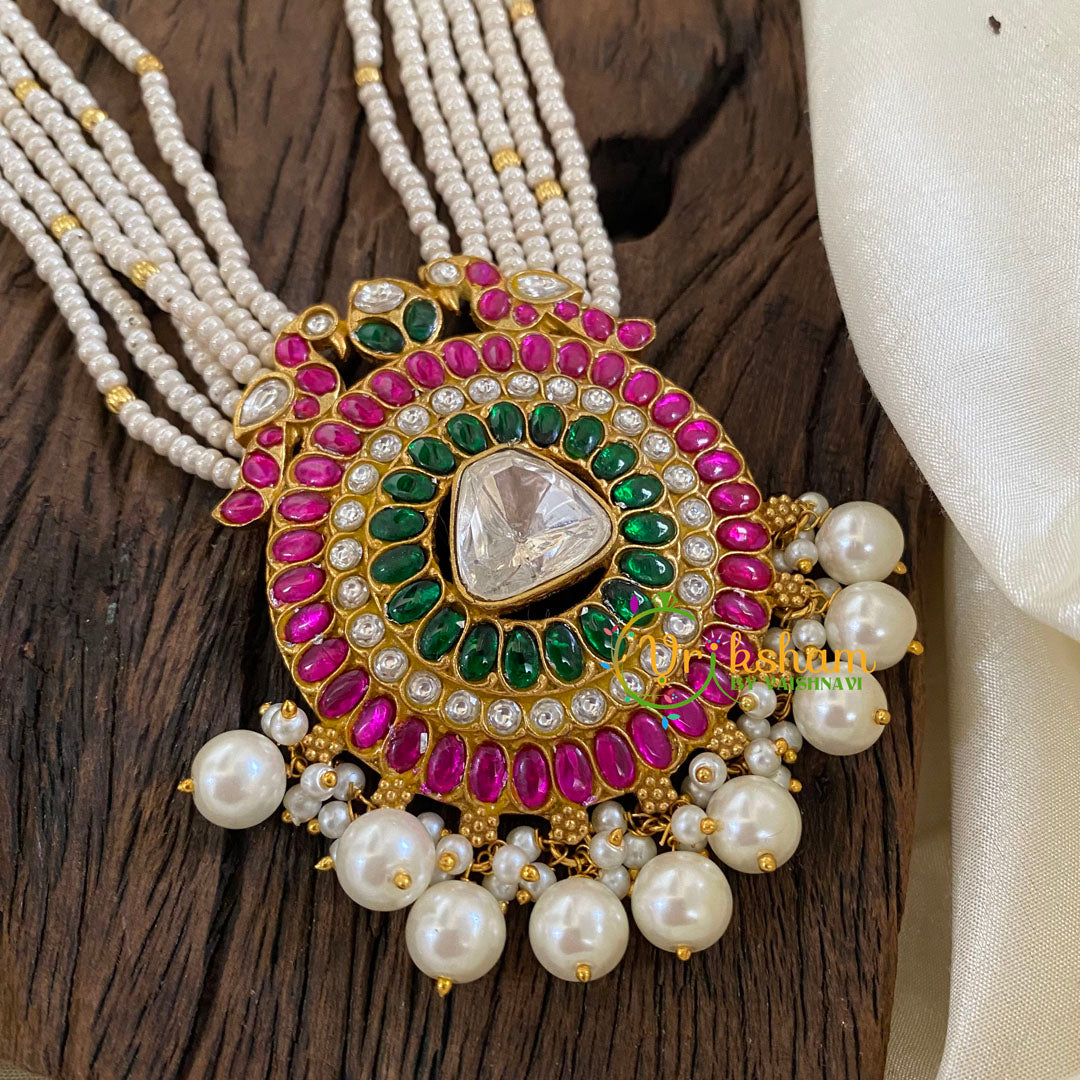 Precious Kundan Jadau Pendant Pearl Mala-J1333