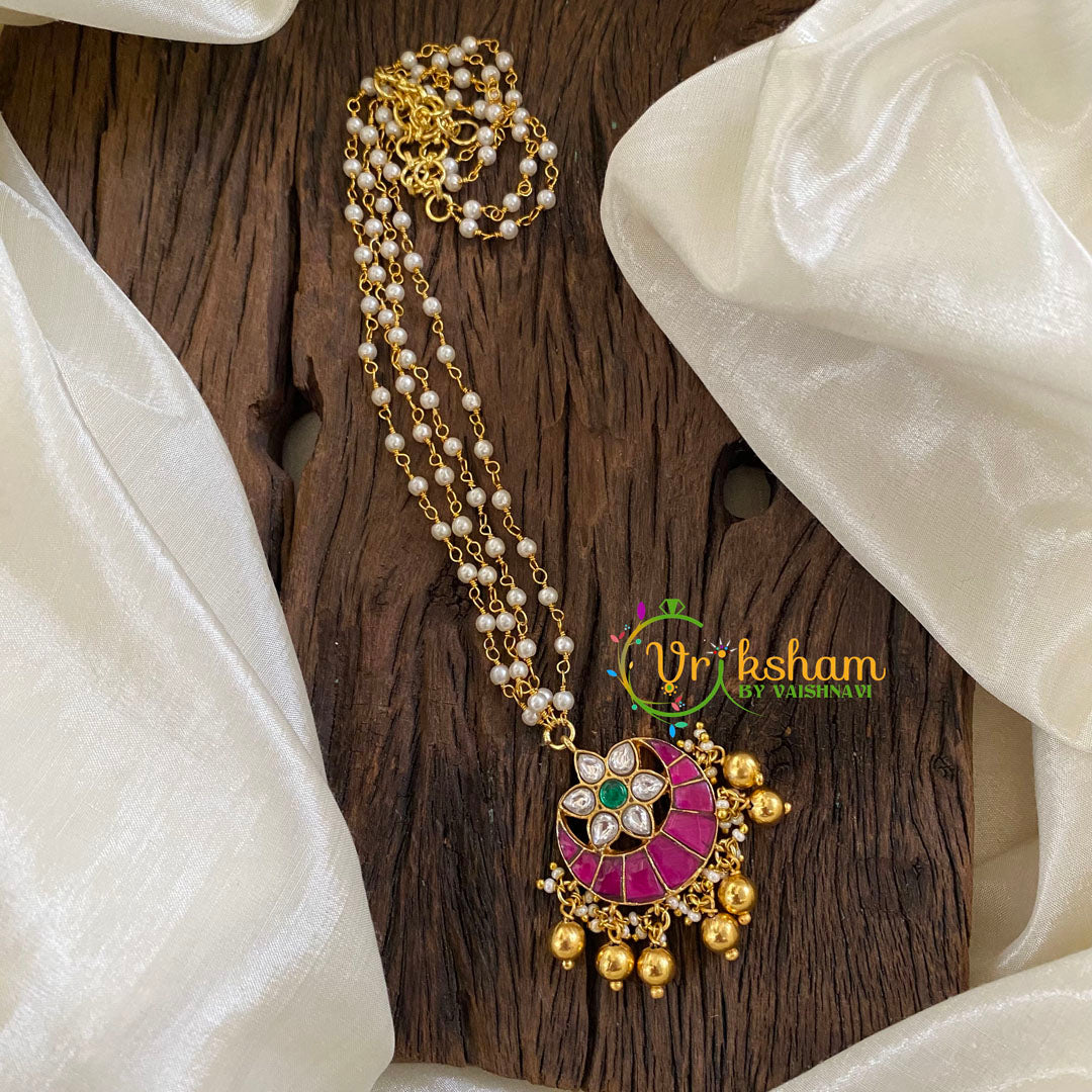 Precious Kundan Jadau Pendant Pearl Mala-J1341