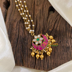 Precious Kundan Jadau Pendant Pearl Mala-J1341