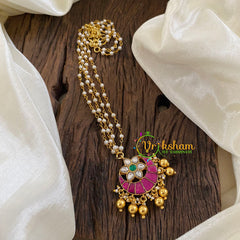 Precious Kundan Jadau Pendant Pearl Mala-J1341