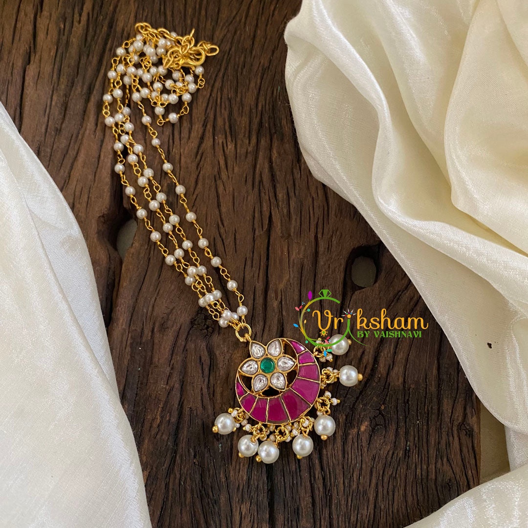 Precious Kundan Jadau Pendant Pearl Mala-J1340