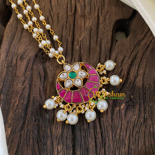 Precious Kundan Jadau Pendant Pearl Mala-J1340