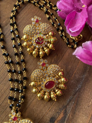 Red Stone Pendant Mangalsutra Chain -G2104