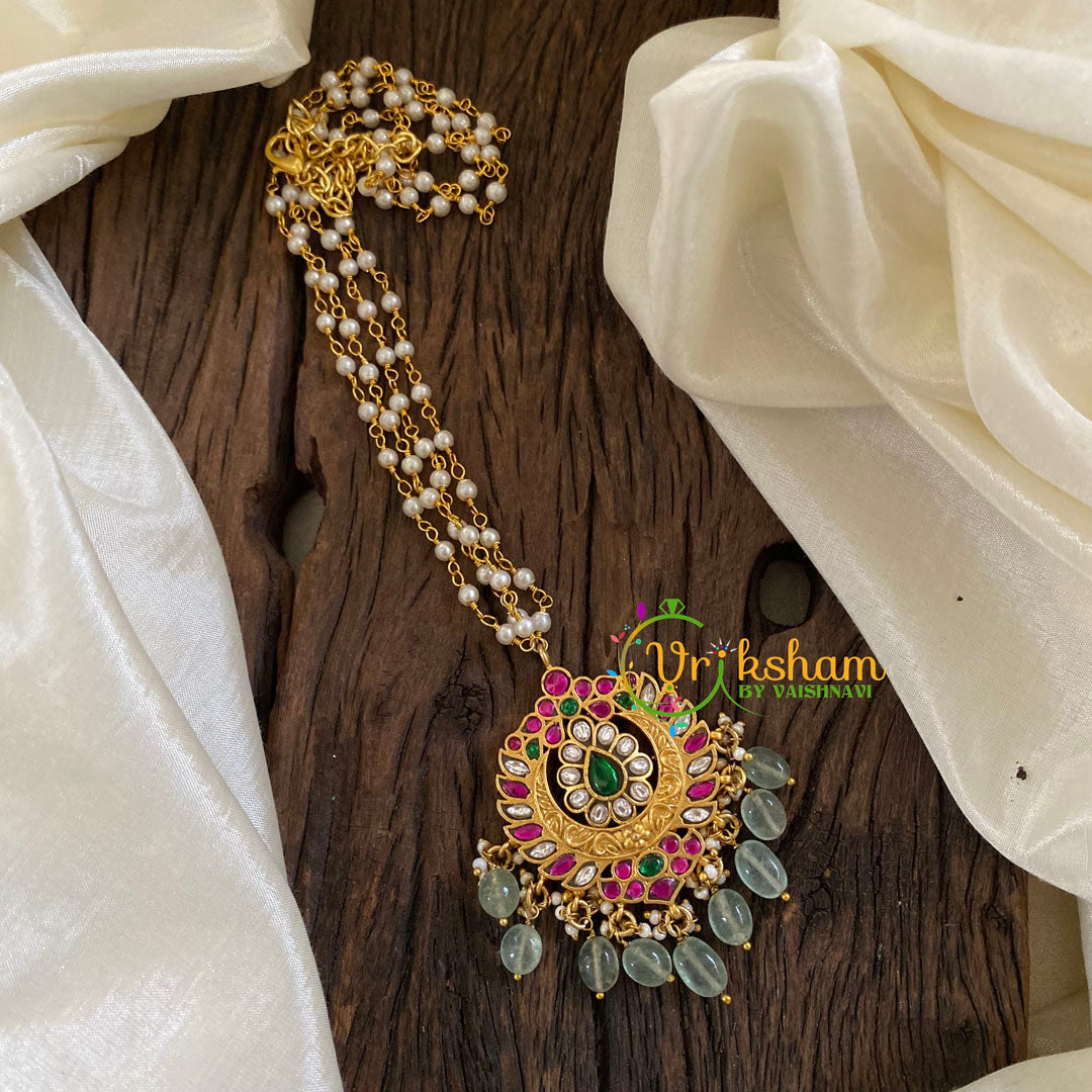 Precious Kundan Jadau Pendant Pearl Mala-J1336